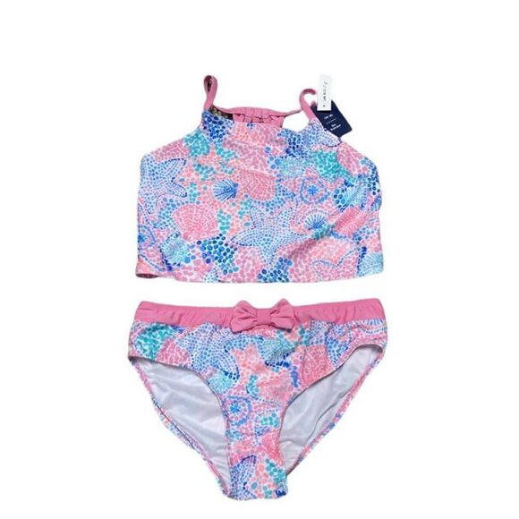 Crown & Ivy Kids Sea Pebble Pink & Blue Swimsuit Size 16 NWT - Picture 1 of 6